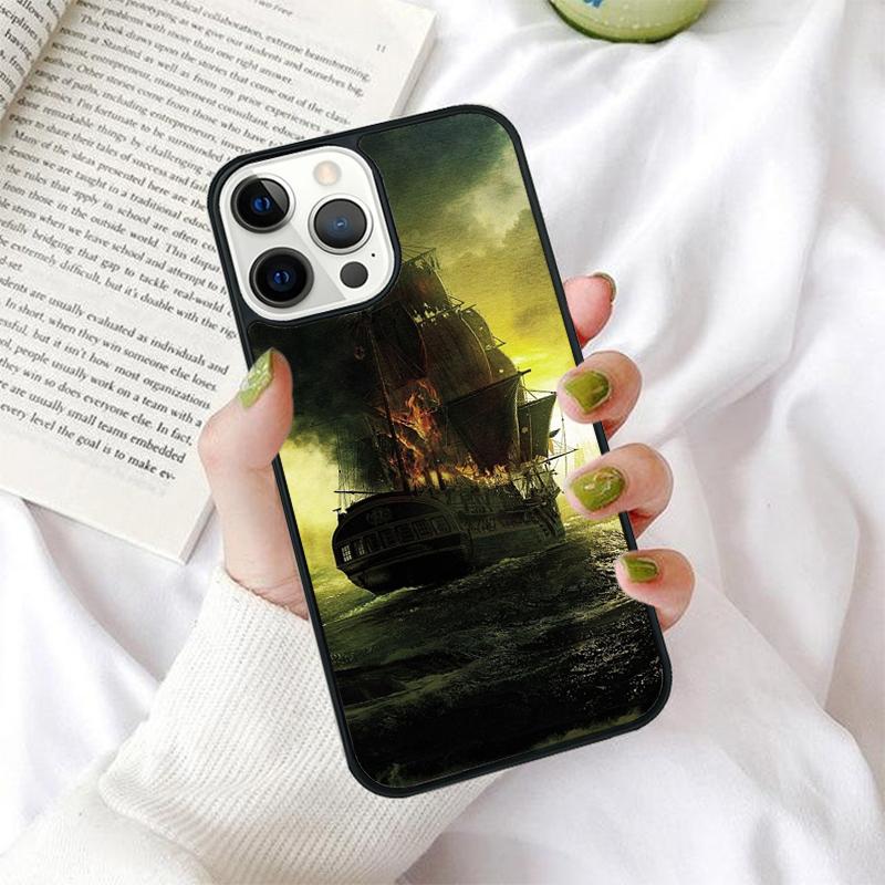 Old Ship in Sea Moon Night Celular Mobile Phone Cases For iPhone 17 Air 16e 15 14 12 13 11 Pro MAX Plus Coque Fundas