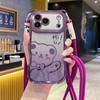 Cute Bear Ear Plating Crossbody Strap To Phone Case For iPhone 17 16 15 14 13 12 11 Pro Max X Xs Max 7 8 Plus 17Air Cover Girl