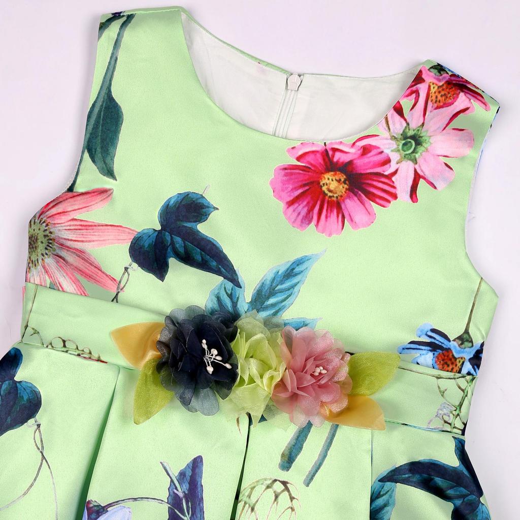2026 New European & American Retro Floral Princess Dress for Girls - Holiday Party Evening Gown