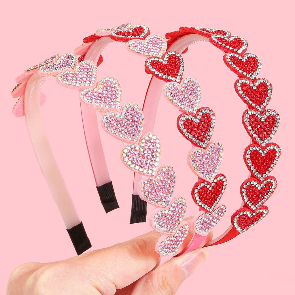 1/3pcs Crystal Heart Headbands for Women Valentine's Day Heart Shaped Hairbands Kids Girls Headband for Party Hair Accessories