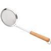 Stainless Steel Strainer Ladle with Wooden Handle - 16cm Kitchen Oil Skimmer & Flour Sifter