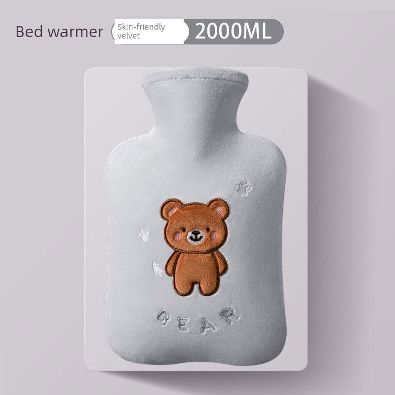 Beibei Bear Hot Water Bottle, Thickened Warm Water Bag, Cute Plush Cover, Explosion-Proof, for Students