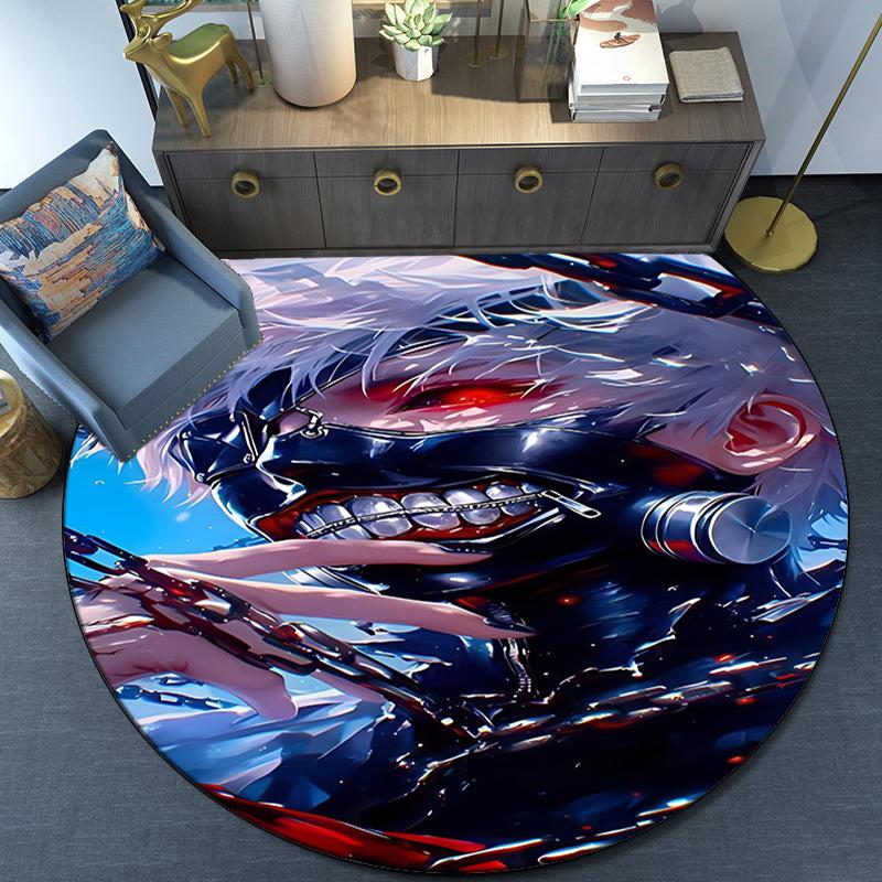 Tokyo Ghoul Masked Mystery Round Rug for Livingroom,Bedroom, Palyroom, Chair Rug, Area Rug, Circle Carpet, Fan Christmas Gift