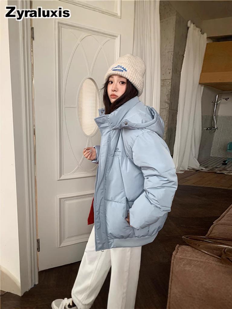 Women's Thick Puffer Cotton Jacket with Warm Sherpa Lining for Winter Daily Wear
