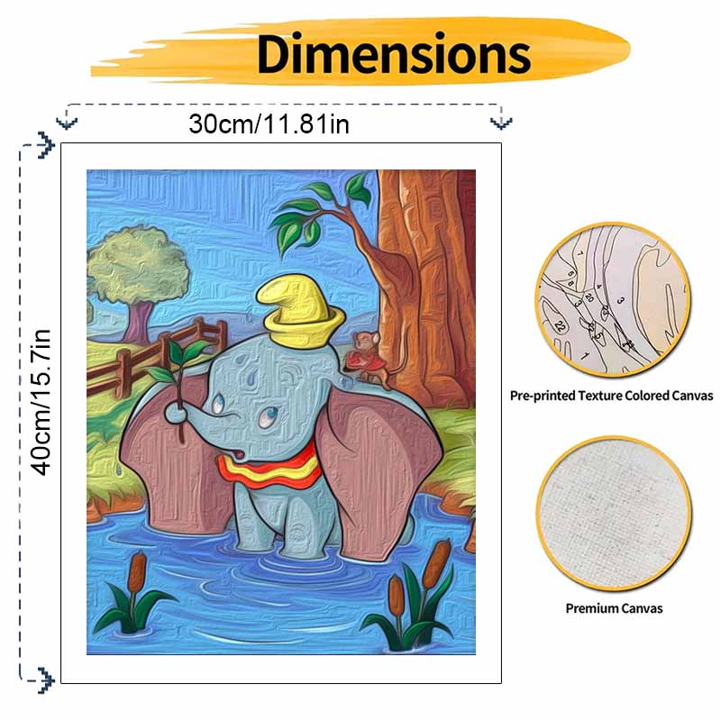 Disney Oil Painting Kit Painting Dumbo and Timothy Mouse Home Bedroom Wall Decor Gift
