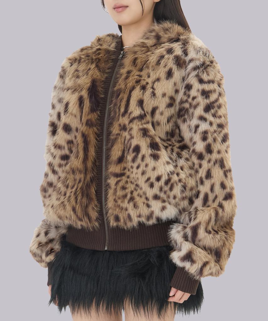 Jaded London (U) Bear Leopard Faux Fur Jacket Brown