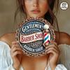 Retro Barber Pole Metal Sign 8 Inch Round Wall Art Vintage Home Decor