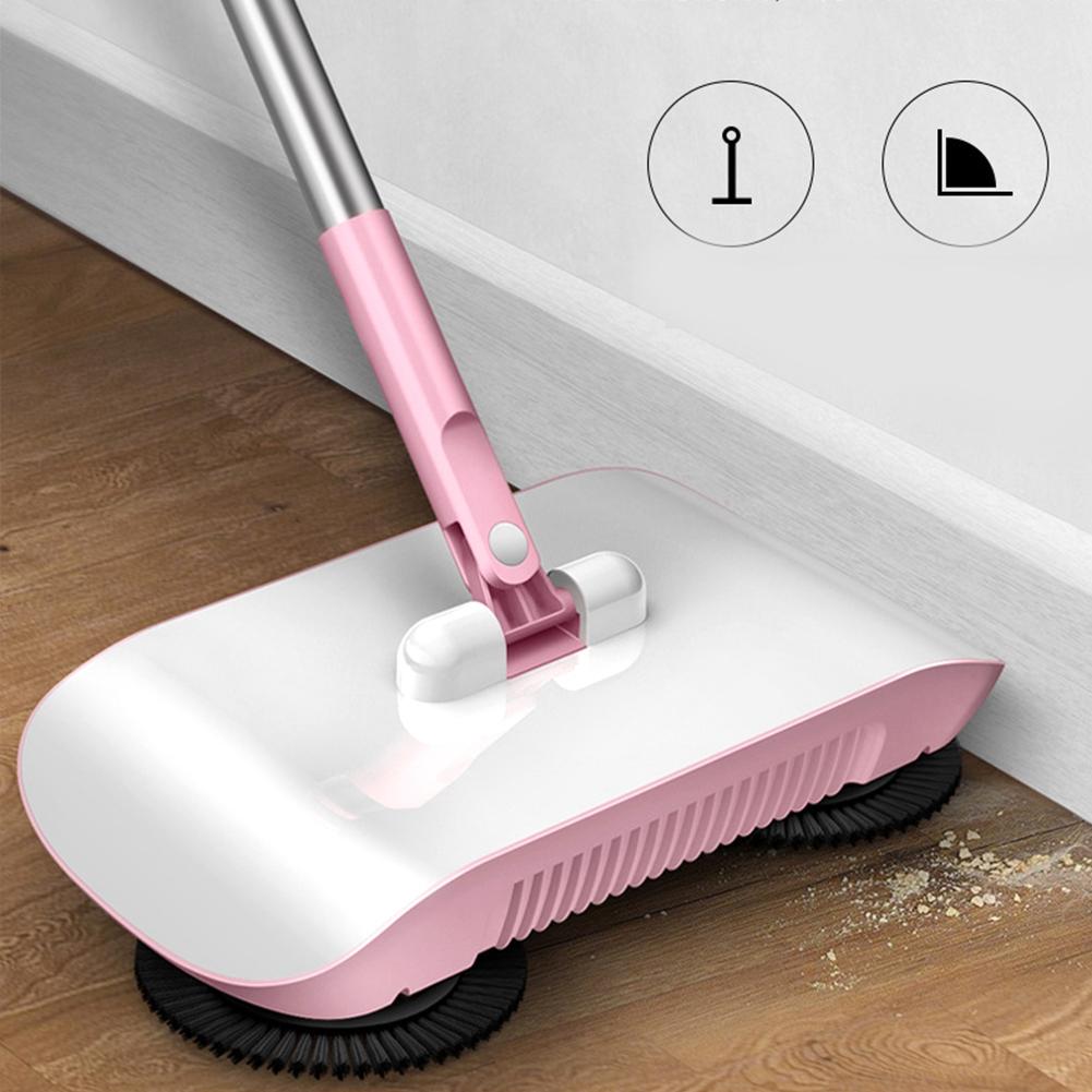 Household Hand Push Sweeper Sweeping Machine Mop Broom Dustpan Floor Cleaning ToolsPink