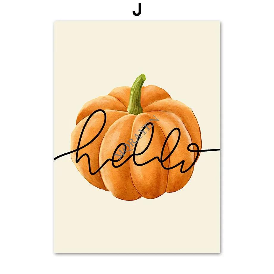 Quotes Autumn Posters Prints Canvas Painting Gallery Wall Art Pictures For Living Room Home Decor Fall Leaves Pumpkin Turkey Car