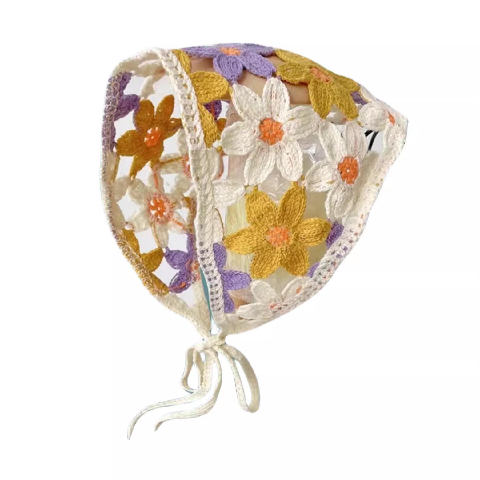 

Чжао Чжаои Вязаный треугольный платок в стиле кроше - Универсальная, модная ретро пасторальная повязка на голову для женщин и девушек