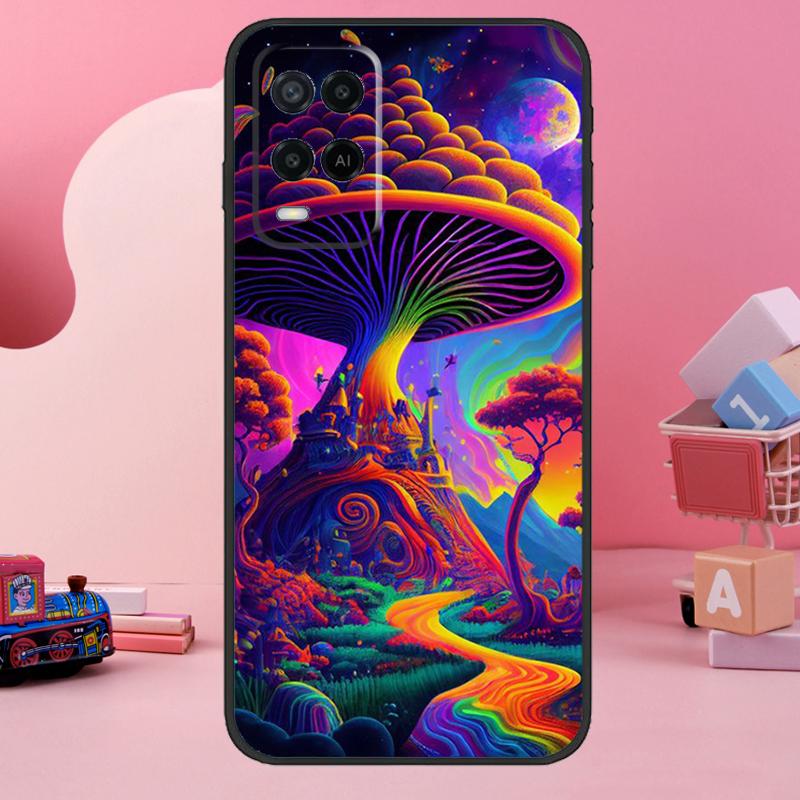 Weird Trippy Mushroom Case For Oppo A74 A94 A54 A17 A57 A77 A76 A16 A96 A18 A60 A80 A40 A38 A58 A78 A98 A15 A5 Pro