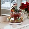 Office Desk Xmas Ornament Cartoon Christmas Coffee Cup House Ornaments, 2D Acrylic Tree Tabletop Unique Holiday Keepsake Decor, Mini Home Decor