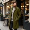 Men's Wool Mid-Length Overcoat Slim Fit Trench Coat for Fall and Winter