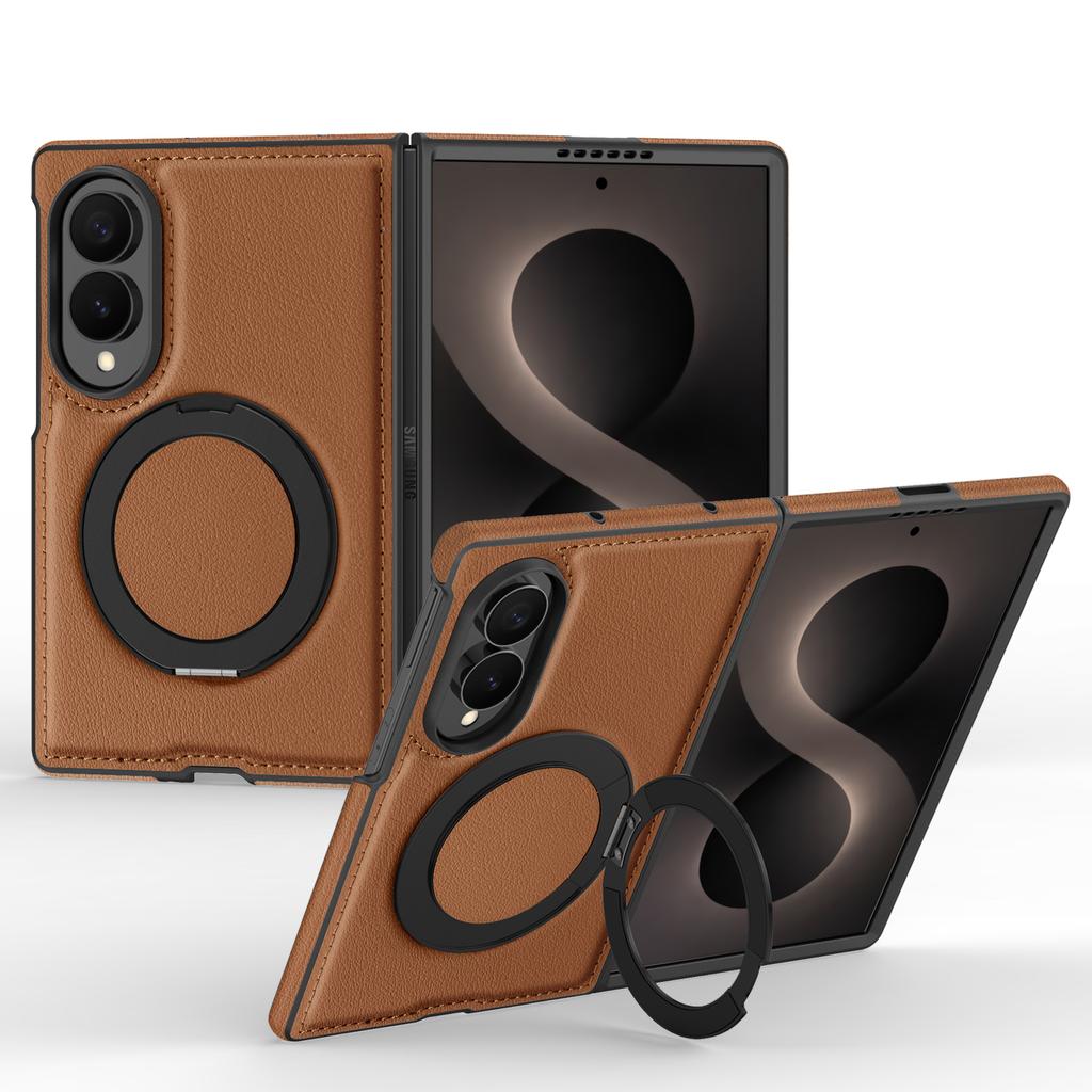 Luxury Business 360 Rotating Magnetic Stand Leather Case for Samsung Z Fold 8 Wide Shockproof for Magsafe Skin Feel Slim Cover