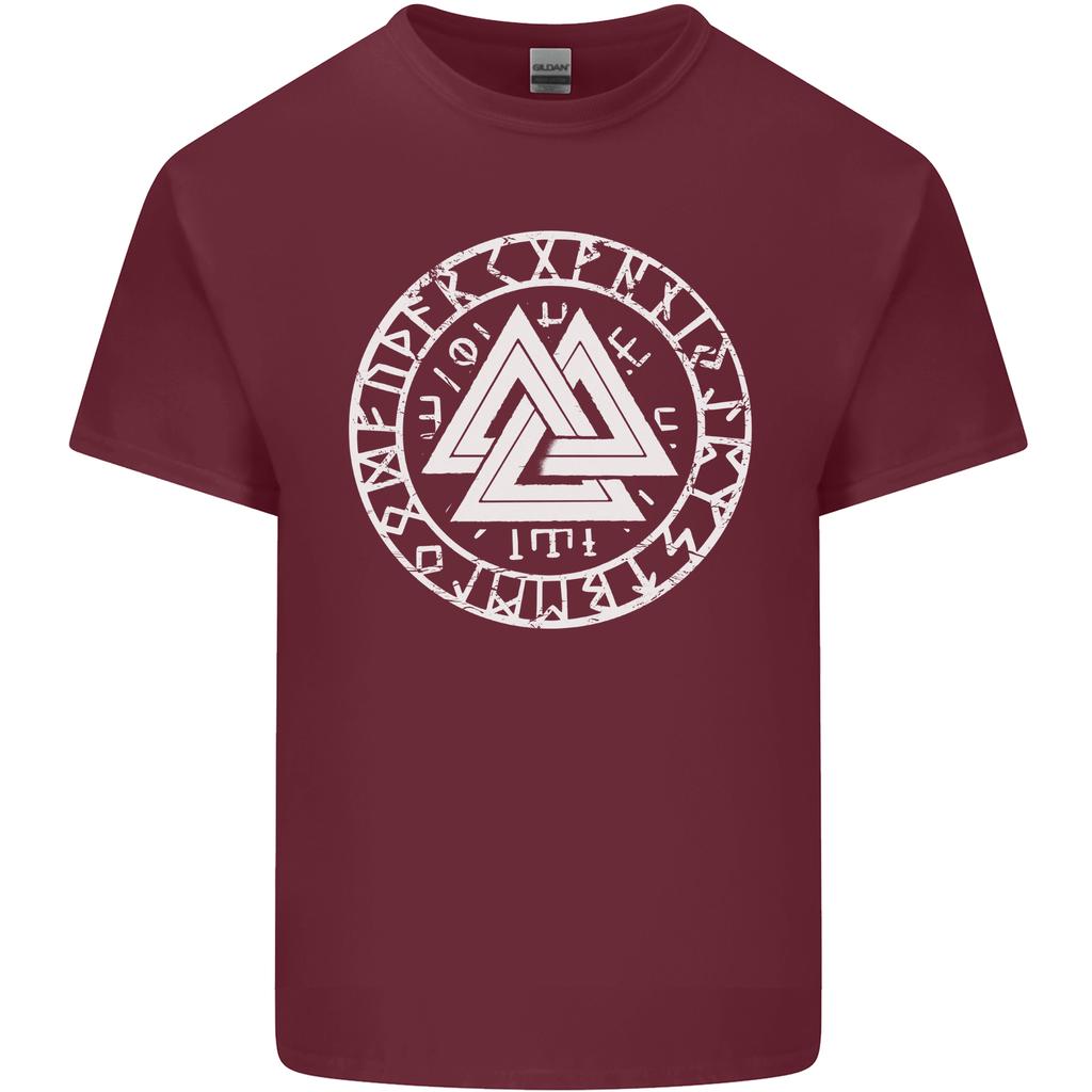 Valknut Circle With Viking Text White Print Unisexs Light Cotton TShirt