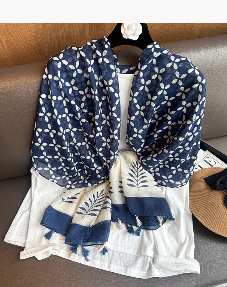 Women S Floral Printed Polyester Scarf For Air Condition Room Travel Sun Protection