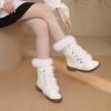 Winter thick-soled warm plush straps fluffy snow boots medium boots white