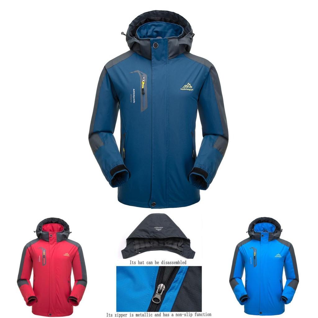 Waterproof Windproof Men Warm Coat With Detachable Hood And Adjustable Cuffs For Winter