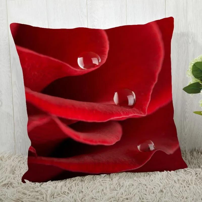 Red Rose Pattern throw pillow cover with short plush print living room sofa decoration cushion cover pillow covers decorative