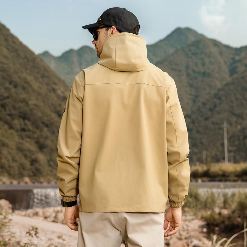 JEEP Men's Spring Autumn Detachable Hood Hiking Jacket