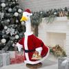 Santa Claus Goose Outfit Christmas Porch Goose Costume Festive Clothes And Hat for 23" High Cement or Plastic Goose Lawn Patio Garden Decor
