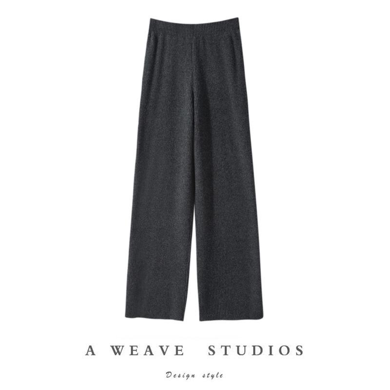 

Women s High Waist Knit Wide-Leg Pants - Warm, Floor-Length, Versatile Winter Wear XL