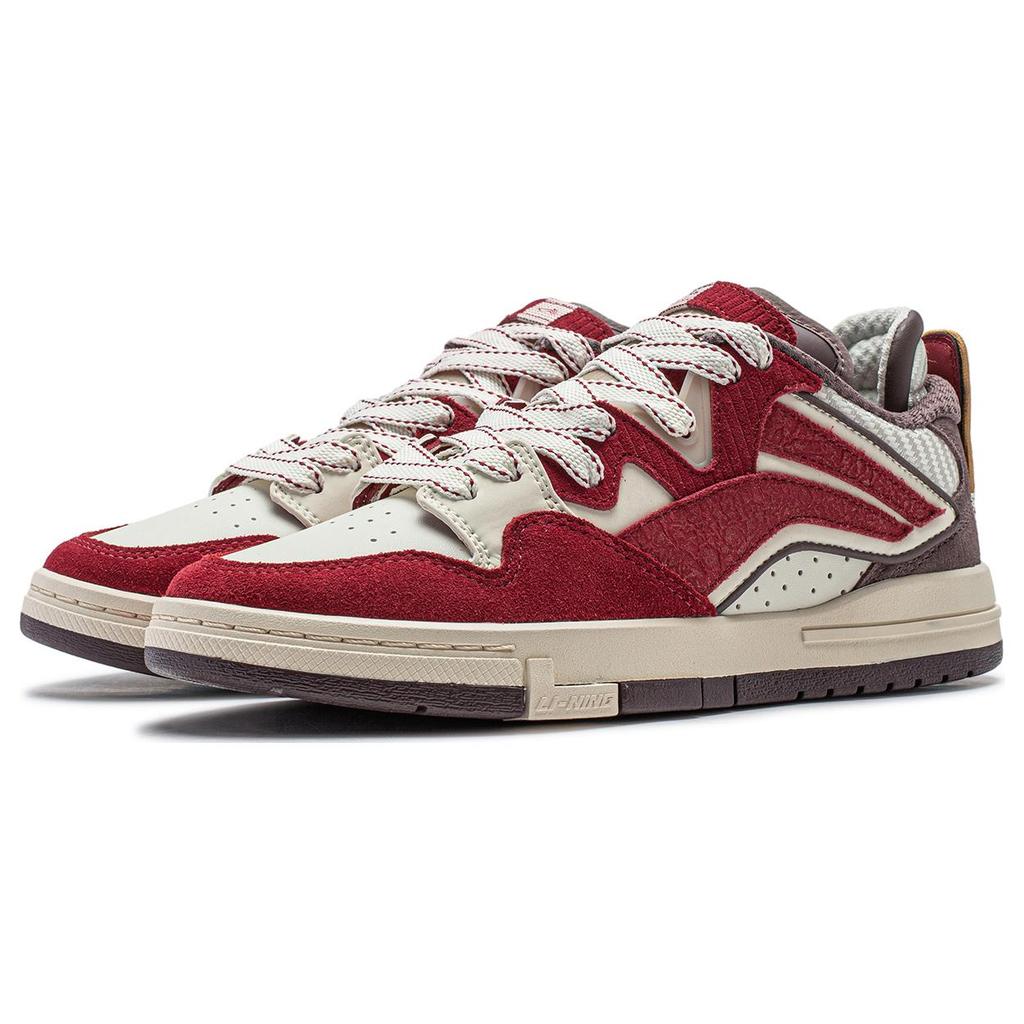 New LINING Wei Wu PRO Skateboard Shoes Women's Low top Cream White/Maroon AECU002-1