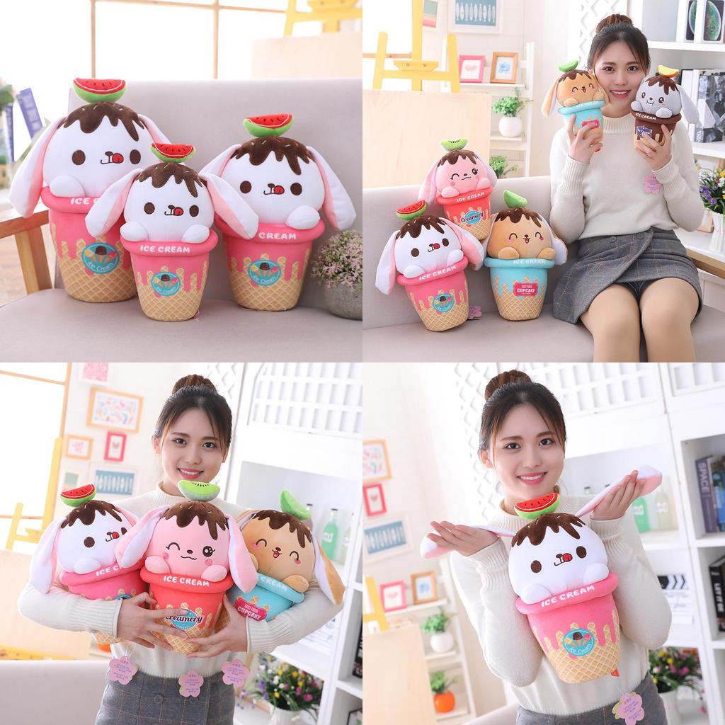 Ice Rabbit Cream Plush Toy Cute Doll Soft Stuffed Decor Birthday Gifts Kids Girl