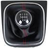 VW Golf V 03-08 Gear Shift Knob + BLACK Gaiter with RED Thread and CHROME Frame 6 SPEED