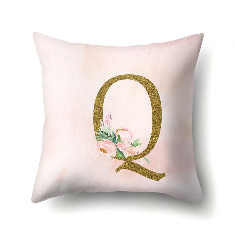 Polyester Pillowcase Home Fantasy Watercolor Print Pillowcase 26 English Letter Cushion Cover