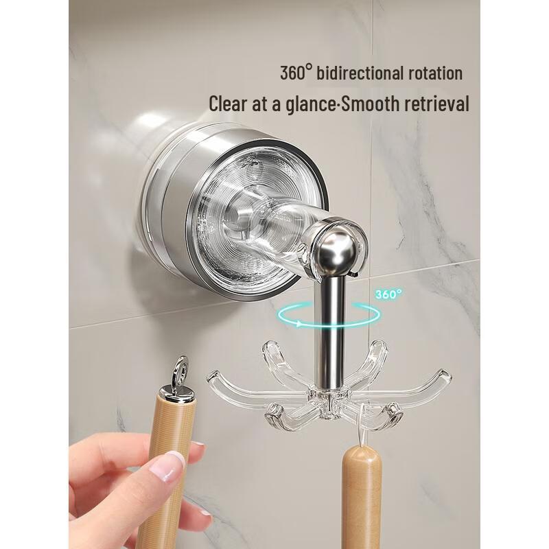 HANDUNYOU Rotating 6-Claw Suction Cup Kitchen Hooks