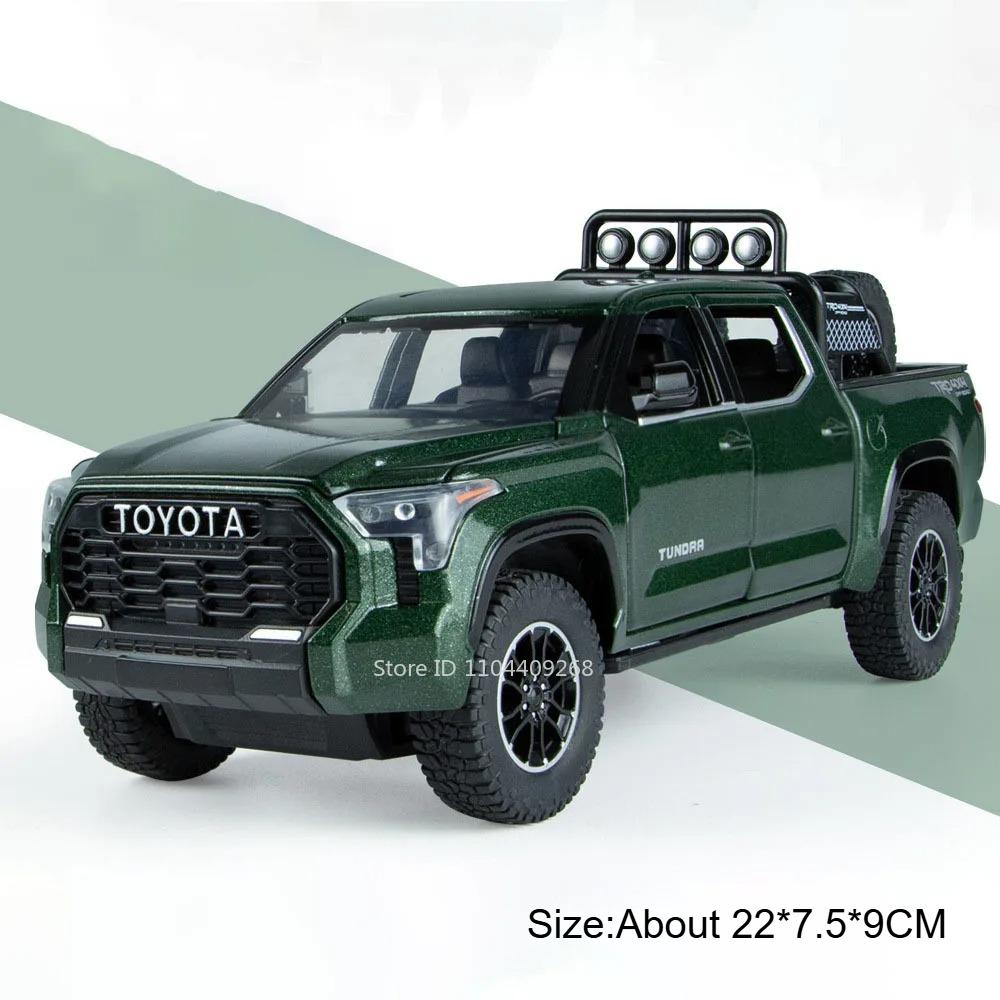 Scale 1:24 TACOMA Tundra Car Model Toy Metal Diecast Exquisite Interior Vehicle Pull Back Sound Light Pickup Models Boys Toys