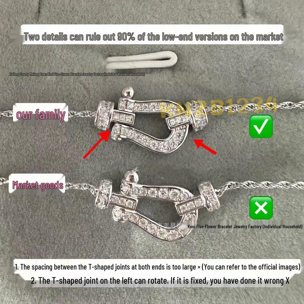 Fred Women's 18K Gold Diamond Horseshoe Buckle Necklace - Medium/Small High-End Nautical Clavicle Chain