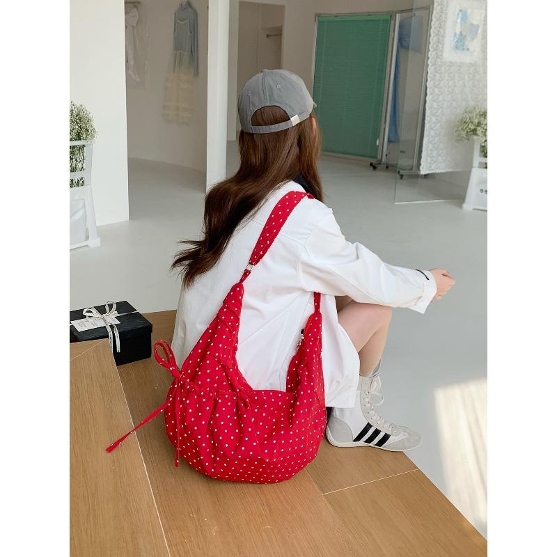 Early spring new small fresh polka dot messenger bag wrinkled croissant bag niche design shoulder bag women