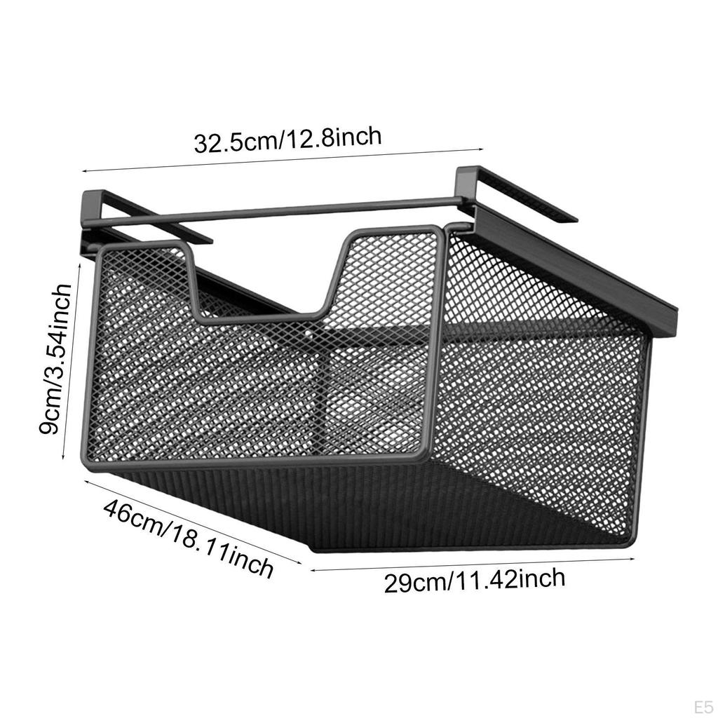 under Shelf Basket Black Decoration Space Saving Portable Hanging Pullout Drawer Organizer