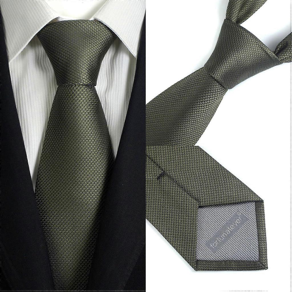 Mens Solid Neckties,2.36'' Wide Slim Tie For Men With Gift Box Olive Green