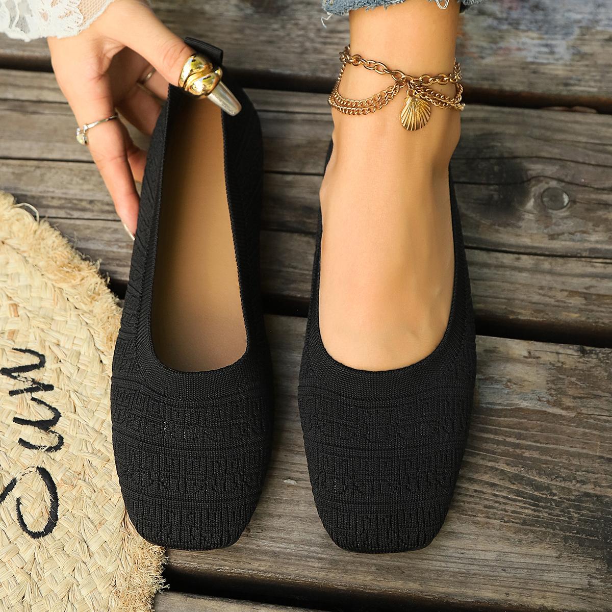 

Модные женские балетки Весна Осень Модные лоферы с квадратным носком для женщин Однотонные Сетчатые Дышащие Плоские Кроссовки Женские Zapatos De Mujer 43 чёрный