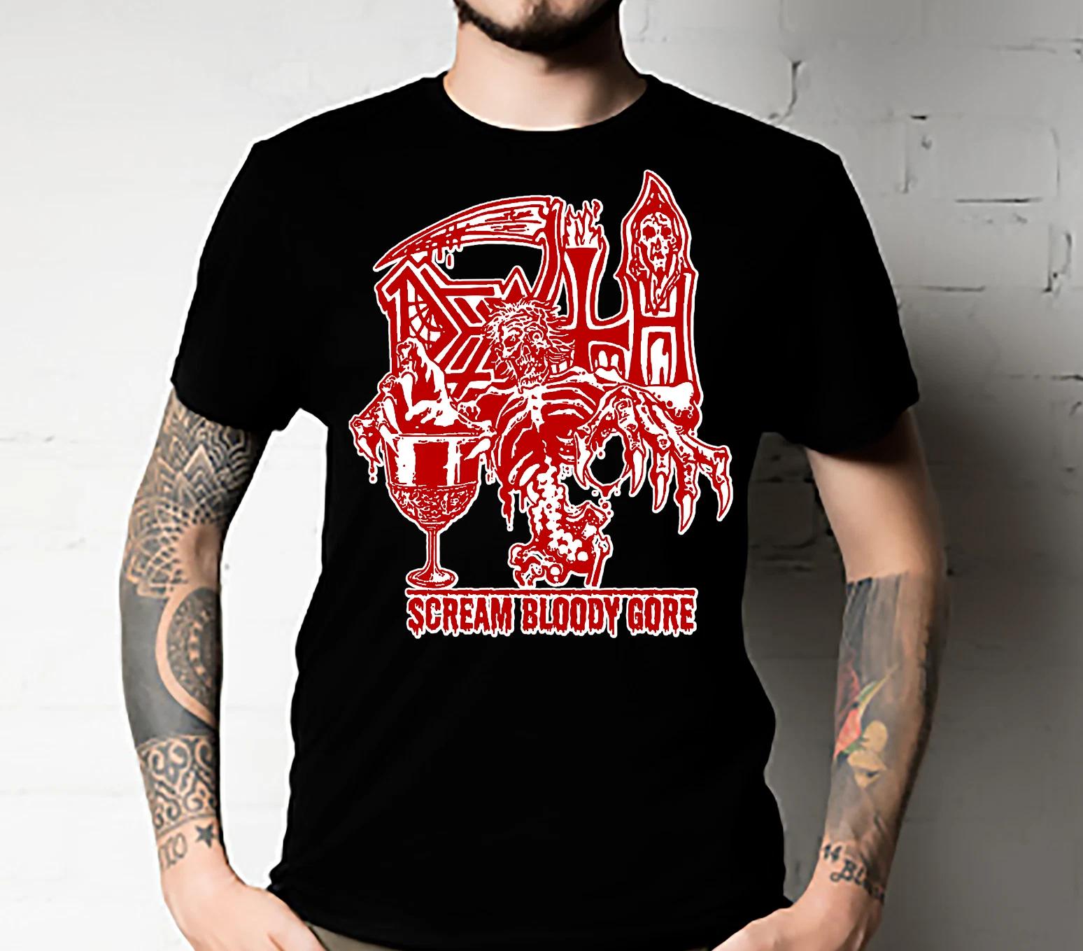 Men s and Women s T-shirts Death Scream Bloody Gore L