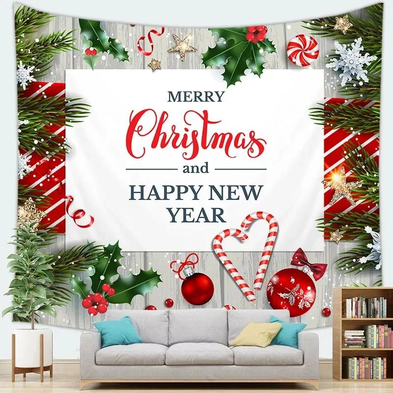 Christmas Theme Cartoon Christmas Tree Tapestry Living Room Bedroom Home Christmas Decoration