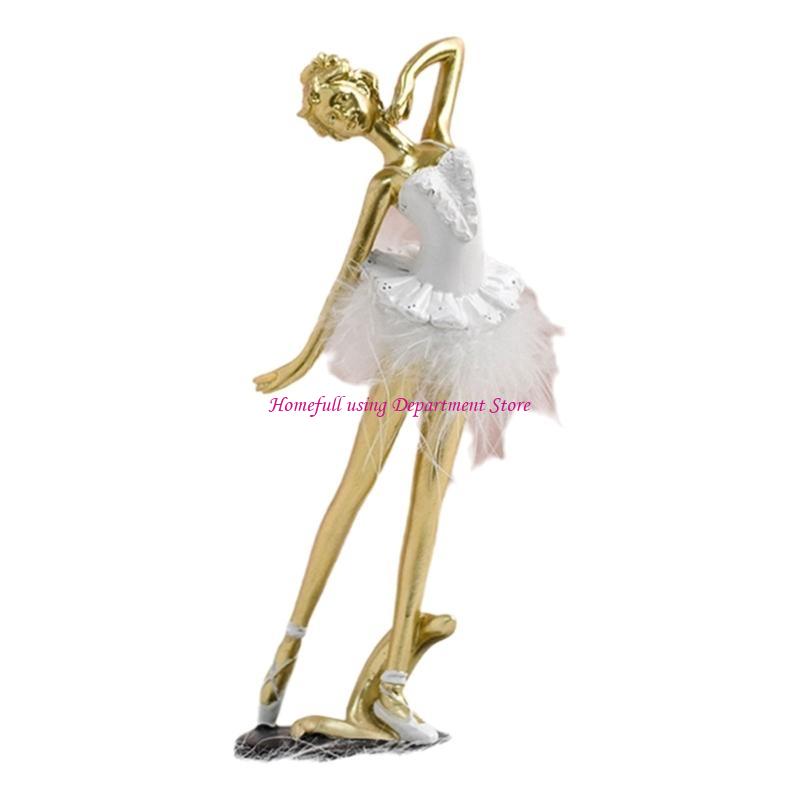 Artistic Resins Ballet Girl Figurine Ballerinas Sculpture Dancing Lady Statue for Desk or Book Shelf Display Ornament