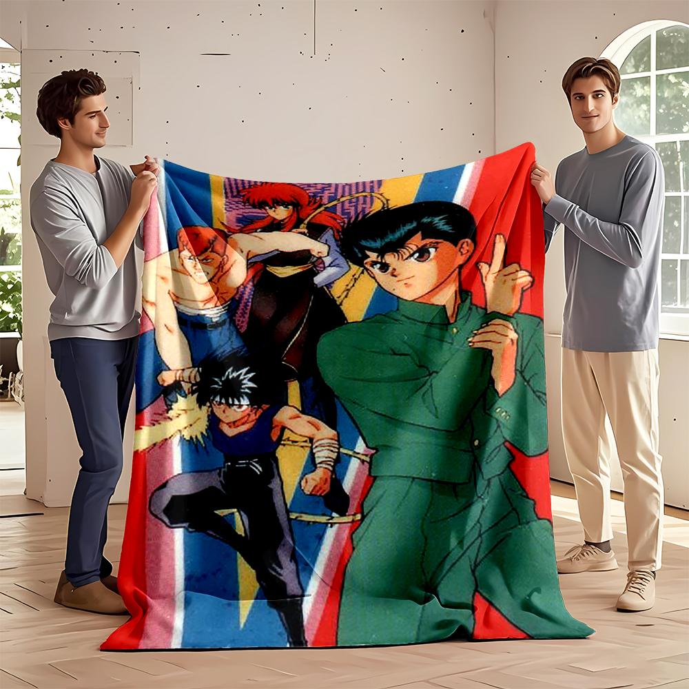 Anime characters in action-packed poses Flannel blanket for bedroom, living room, sofa, and nap sofas.