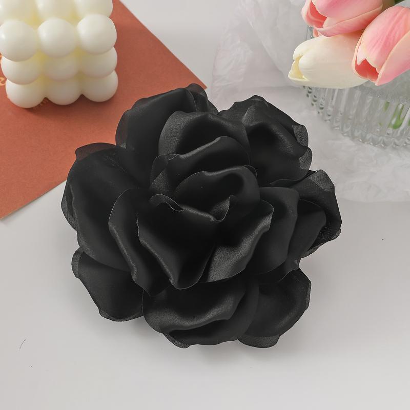 1Pcs Black Fabric 3D Flower Chest Flower Pin Personalized Exaggerated Satin Large Flower Brooch Versatile For Women