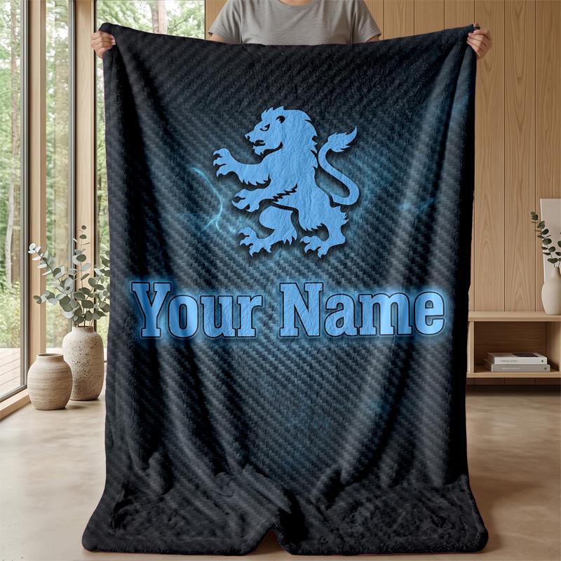 Custom Text Flannel Throw Blanket, Lightweight Cozy Bed Sofa BlanketAston Villa