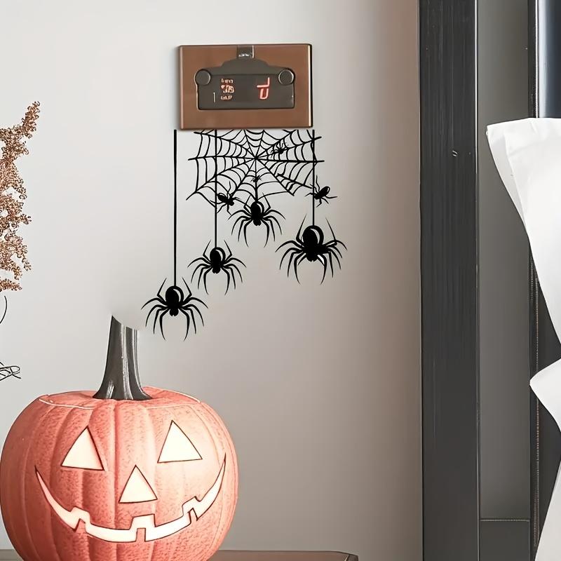 1pc Halloween Spider Switch Sticker Removable Realistic Black Spider and Web Design, for Indoor Home Decor, Living Room, Bedroom