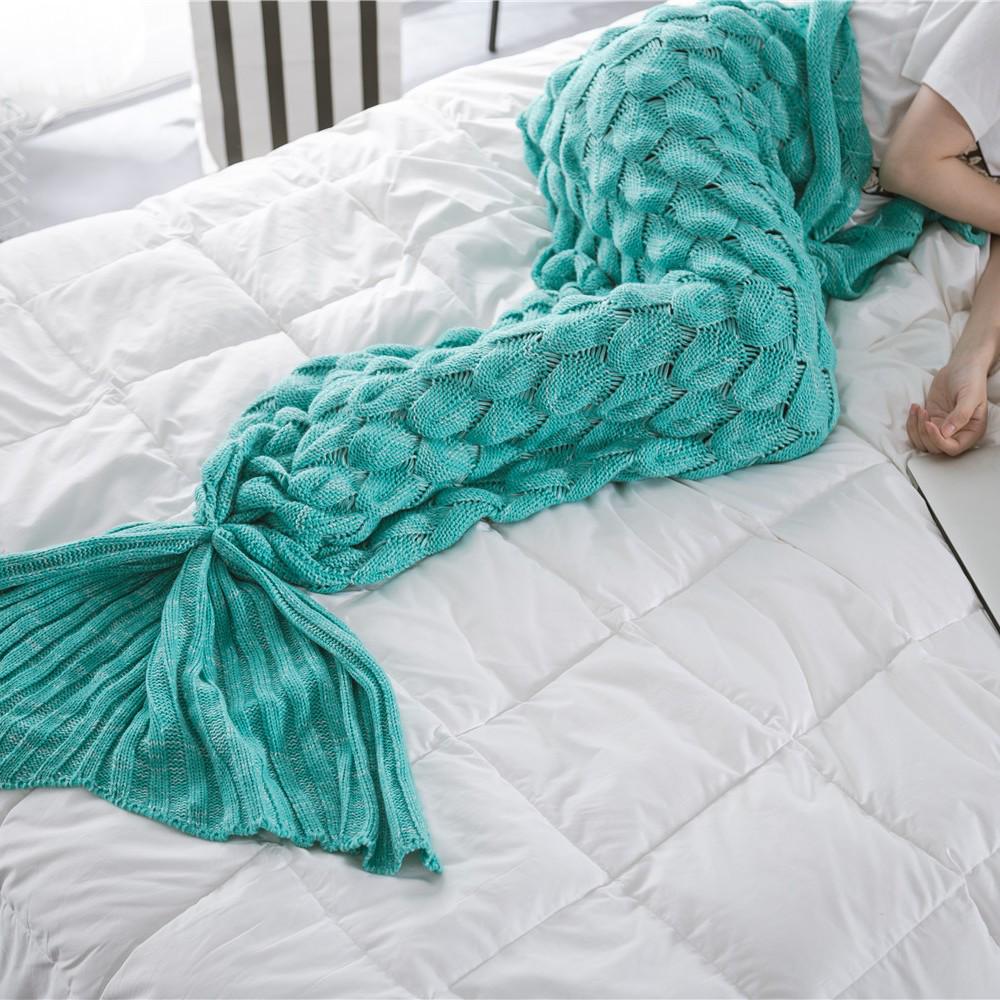 Mermaid Fish Scale Knitted Blanket - Fish Tail Design (Tax Excluded)