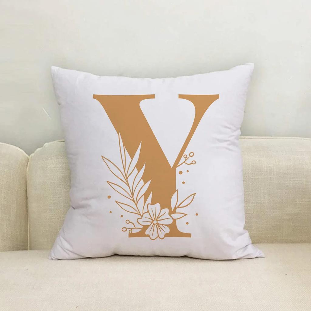 Heimdekoration Pflanze Alphabet A B C Muster Sofa Rückenkissenbezug Mode Frauen Kissen