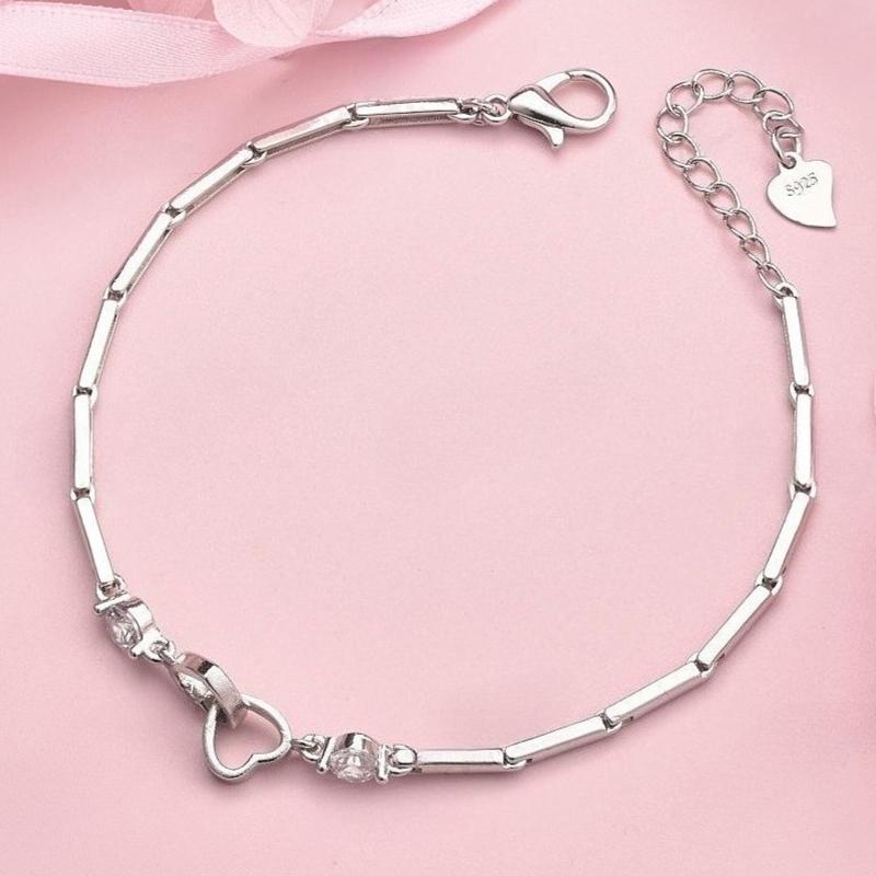 925 Silver Double Heart Charms Bracelet for Women New Arrival Geometric Zircon Adjustable Bracelet Exquisite Jewelry