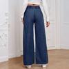 High Waist Wide Leg Denim Pants for Women Loose Fit Elastic Waistband Casual Straight Leg Trousers for Daily Wear