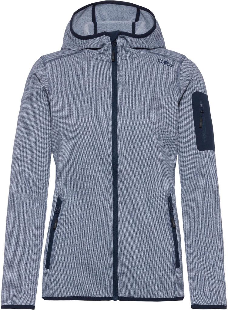 Куртка CMP Woman Fleece Jacket Fix Hood (3H19826) Женская плотная флисовая куртка Knit-Tech в пестрых тонах с капюшоном (3H19826) b.blue/bianco
