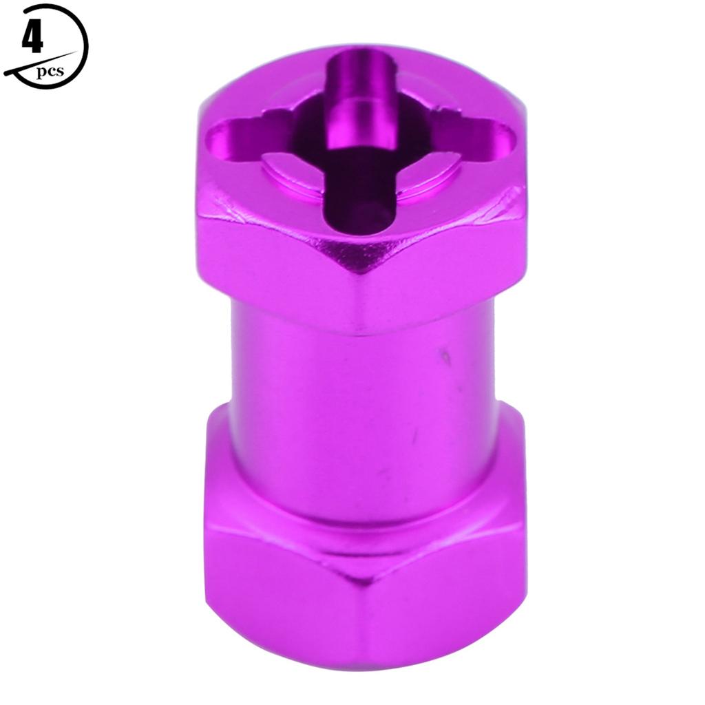 4pcs 12mm RC Hex Wheel Hub Metal Adapter for D90 AX10 01 SCX10 Crawler (15mm Purple)
